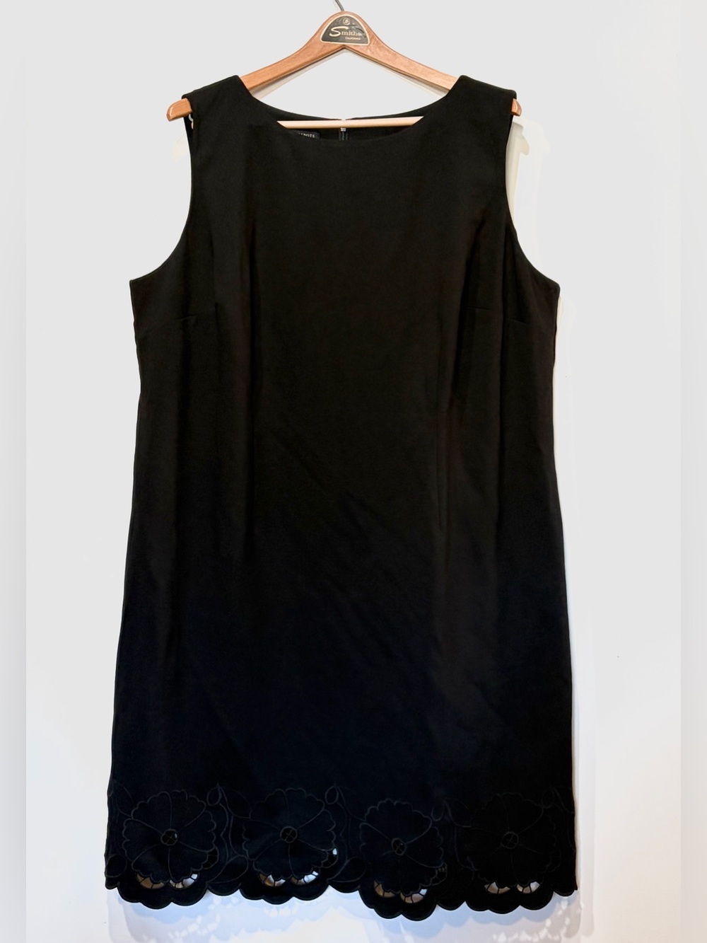 Talbots Black Sleeveless Scalloped Hem Midi Dress